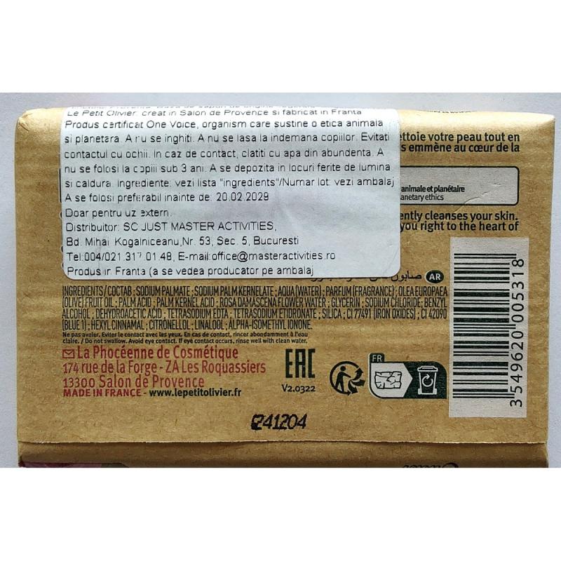 Sapun solid Le petit Olivier cu trandafir, 100g