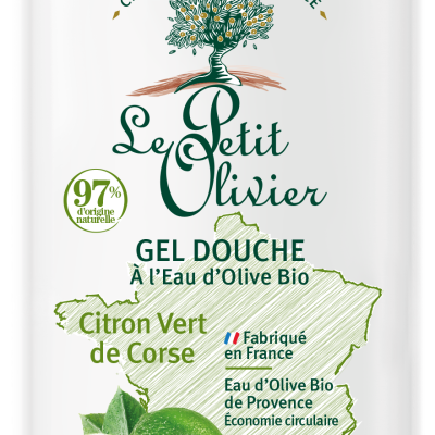 Gel de Duș Hidratant LE PETIT OLIVIER cu Apă de Măsline BIO și Lămâie Verde din Corsica, 270ml
