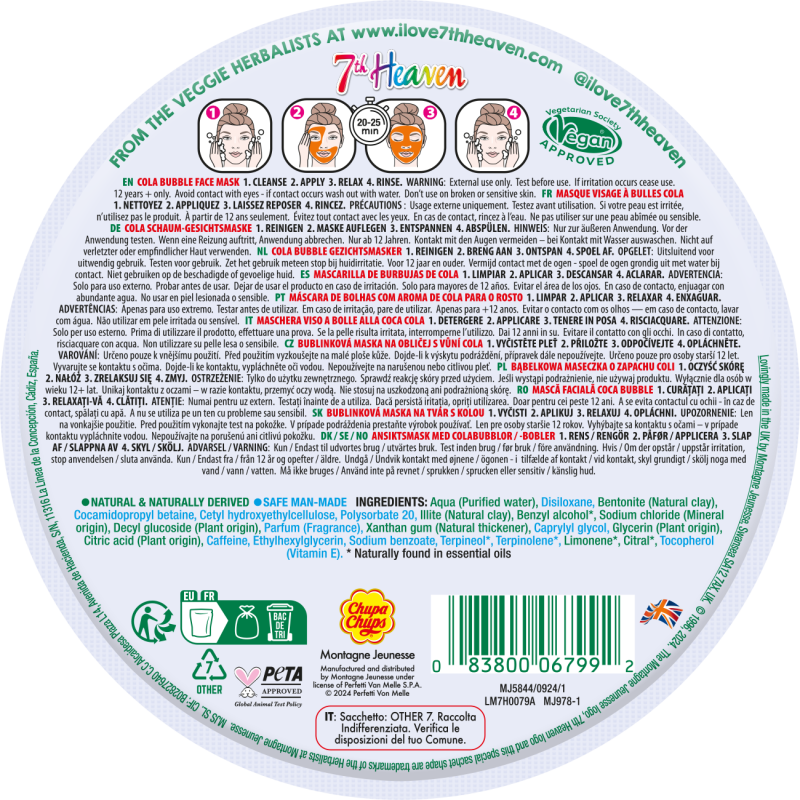 7th heaven Chupa Chups masca fata spuma cola& cofeina 8ml