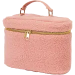 Geantă pentru cosmetice din țesătură bouclé – spațioasă, cu fermoar și mâner, diverse culori