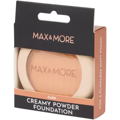 Fond de ten pudră cu burete MAX & MORE – finisaj mat, acoperire uniformă, diverse nuanțe