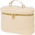 Geantă pentru cosmetice din țesătură bouclé – spațioasă, cu fermoar și mâner, diverse culori